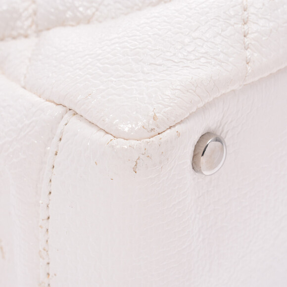 CHANEL Paris Biarritz Tote White Canvas Leather Bag - Picture 6 of 9